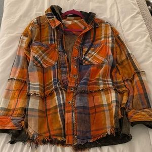 Free People raw edged button up.